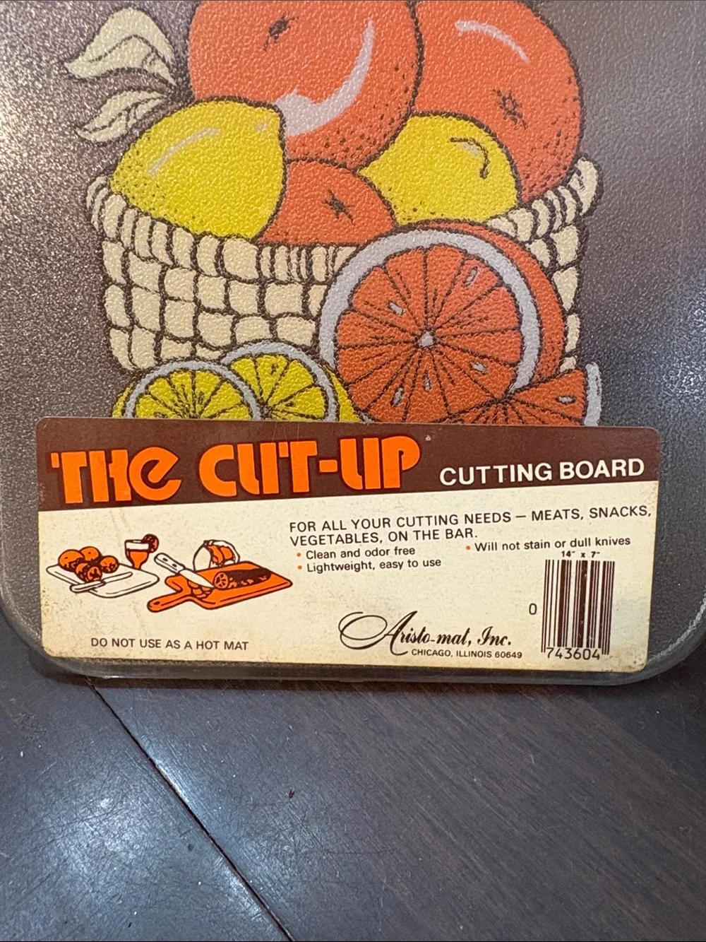 Vintage The Cut-Up Cutting Board with Citrus Basket Graphic